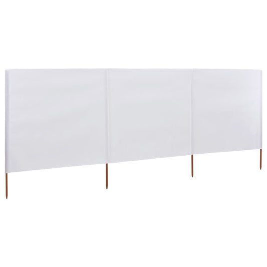 Paravan anti-vânt cu 3 panouri, alb, 400 x 120 cm, textil