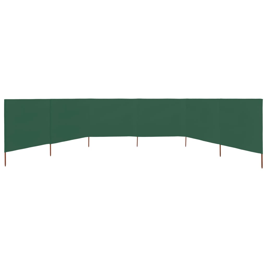 Paravan anti-vânt cu 6 panouri, verde, 800 x 80 cm, textil