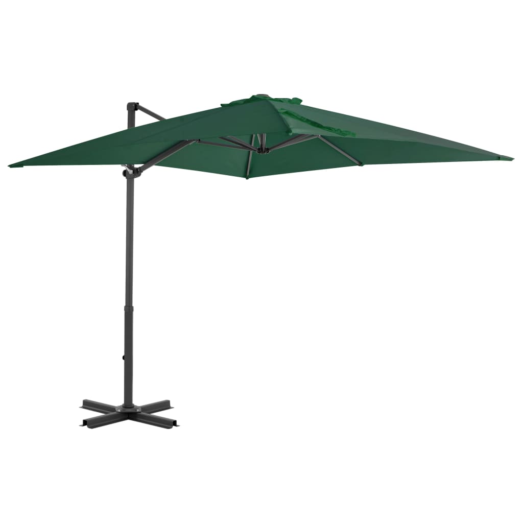 Umbrelă în consolă cu stâlp din aluminiu, verde, 250x250 cm