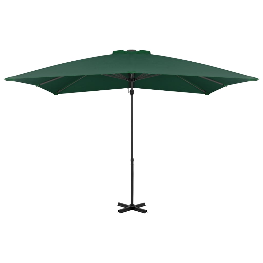Umbrelă în consolă cu stâlp din aluminiu, verde, 250x250 cm