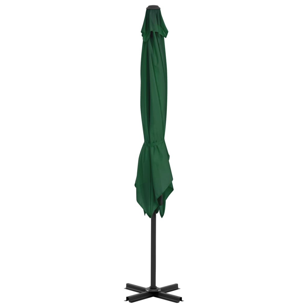 Umbrelă în consolă cu stâlp din aluminiu, verde, 250x250 cm