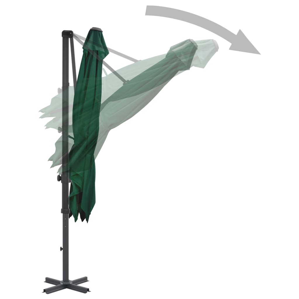 Umbrelă în consolă cu stâlp din aluminiu, verde, 250x250 cm