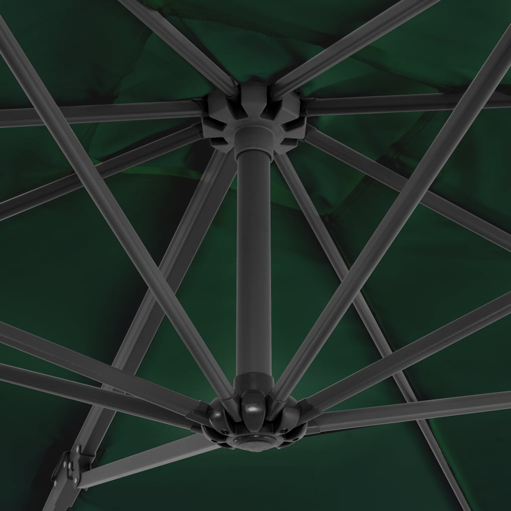 Umbrelă în consolă cu stâlp din aluminiu, verde, 250x250 cm