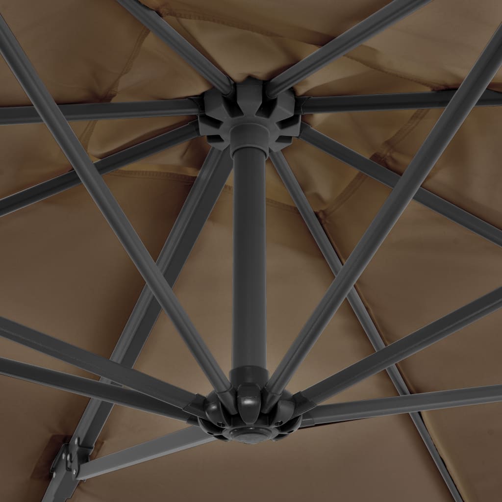 Umbrelă în consolă de grădină, stâlp aluminiu, taupe 250x250 cm