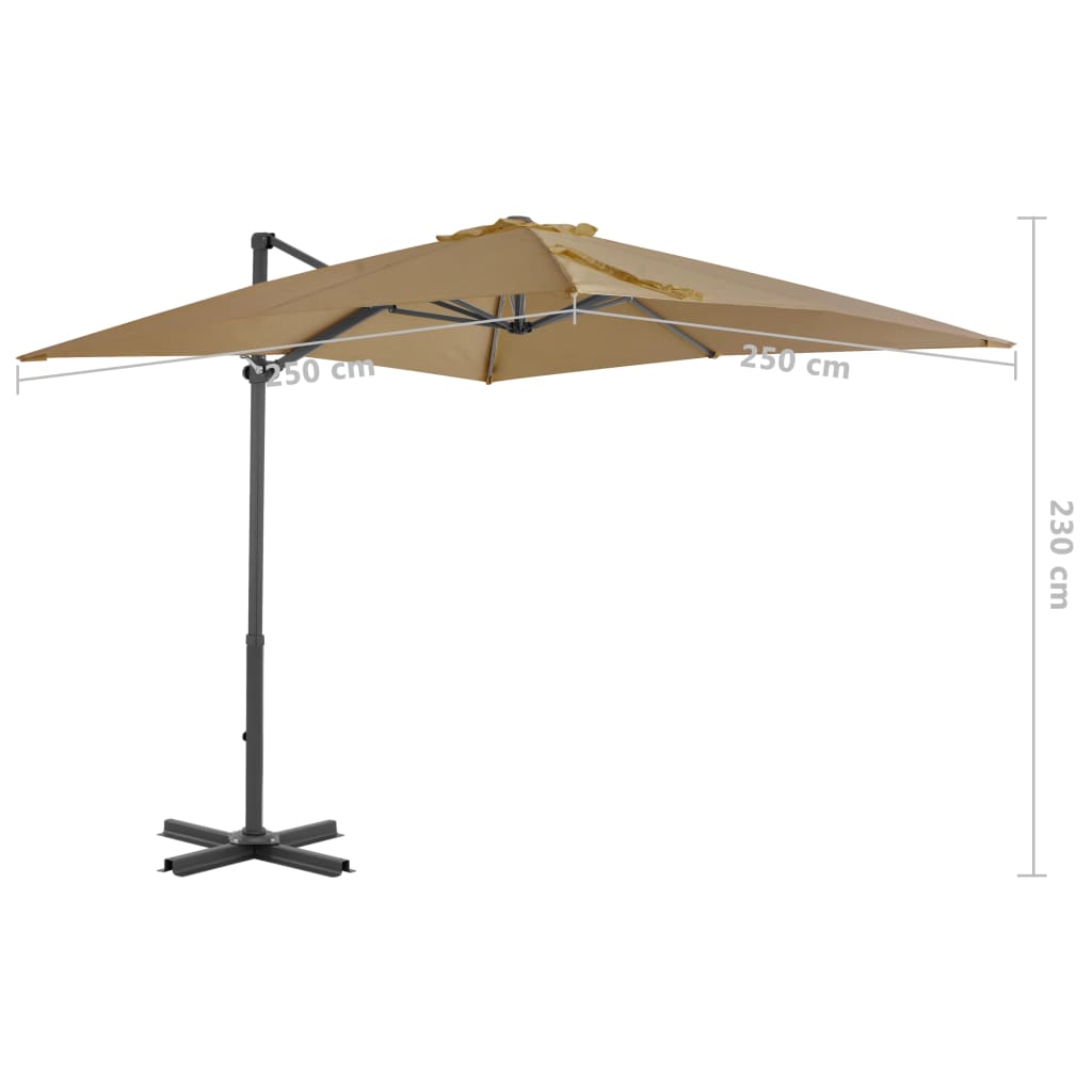 Umbrelă în consolă de grădină, stâlp aluminiu, taupe 250x250 cm