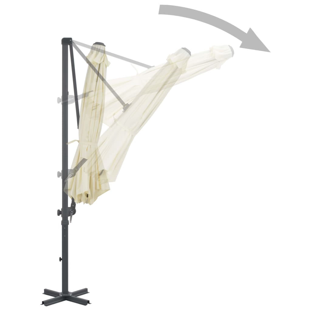 Umbrelă consolă de grădină, stâlp din aluminiu, nisipiu, 300 cm