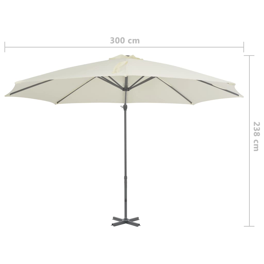 Umbrelă consolă de grădină, stâlp din aluminiu, nisipiu, 300 cm