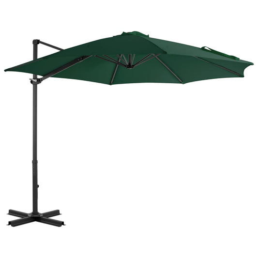 Umbrelă în consolă cu stâlp din aluminiu, verde, 300 cm