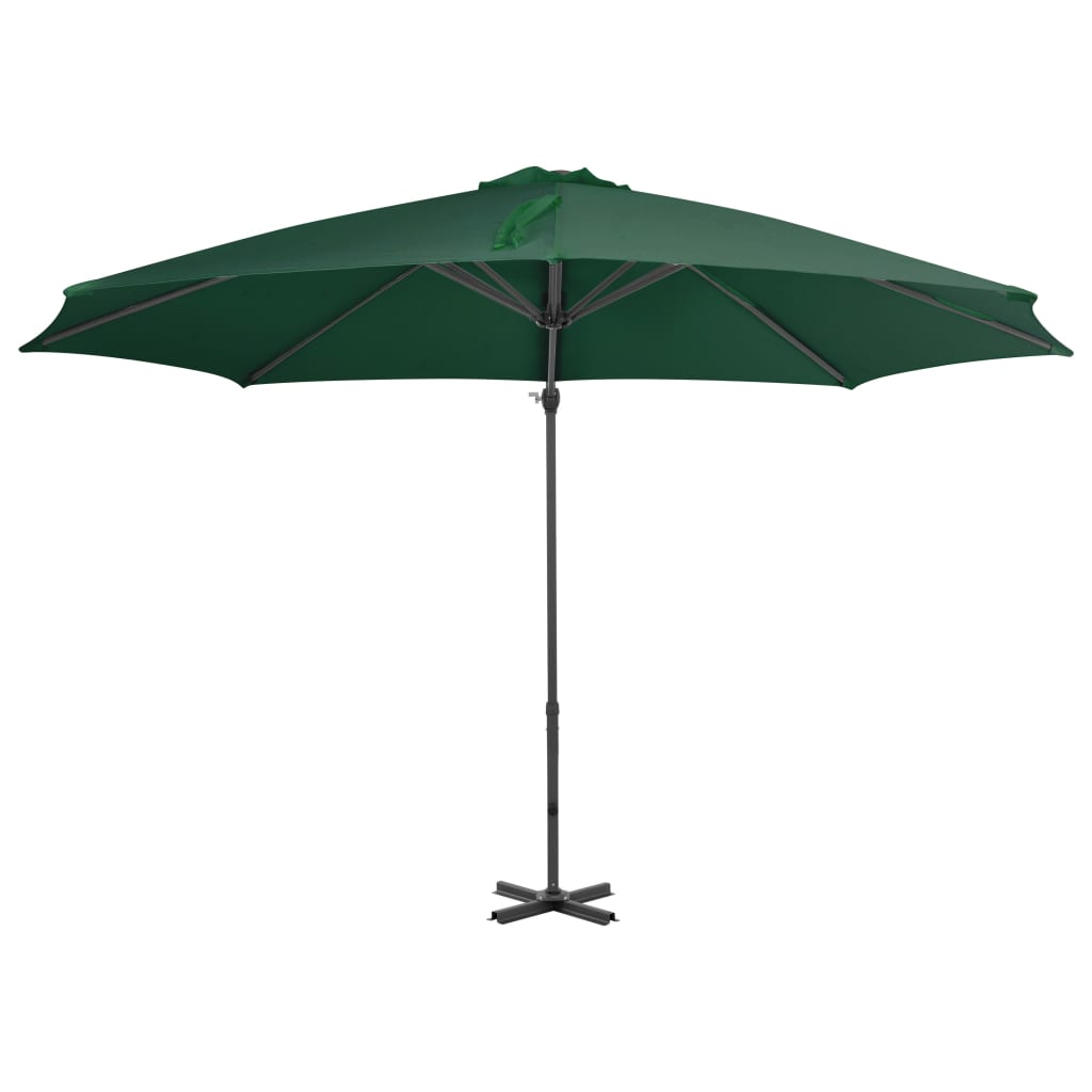 Umbrelă în consolă cu stâlp din aluminiu, verde, 300 cm