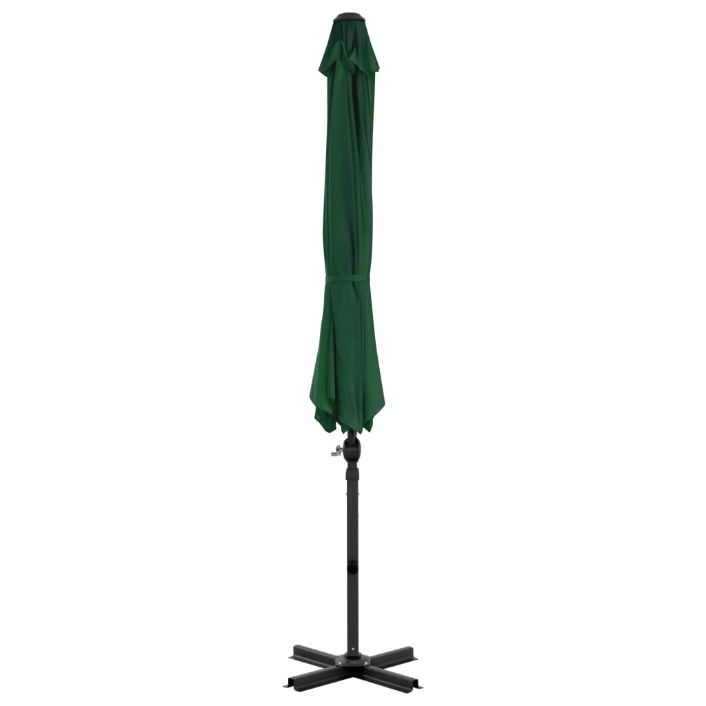 Umbrelă în consolă cu stâlp din aluminiu, verde, 300 cm