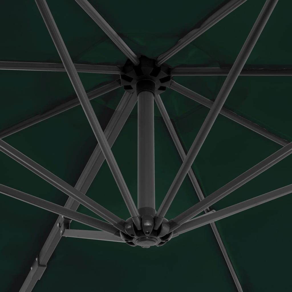 Umbrelă în consolă cu stâlp din aluminiu, verde, 300 cm