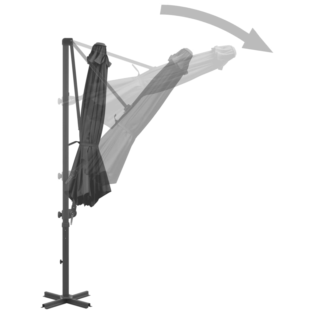 Umbrelă în consolă cu stâlp din aluminiu, antracit, 300 cm