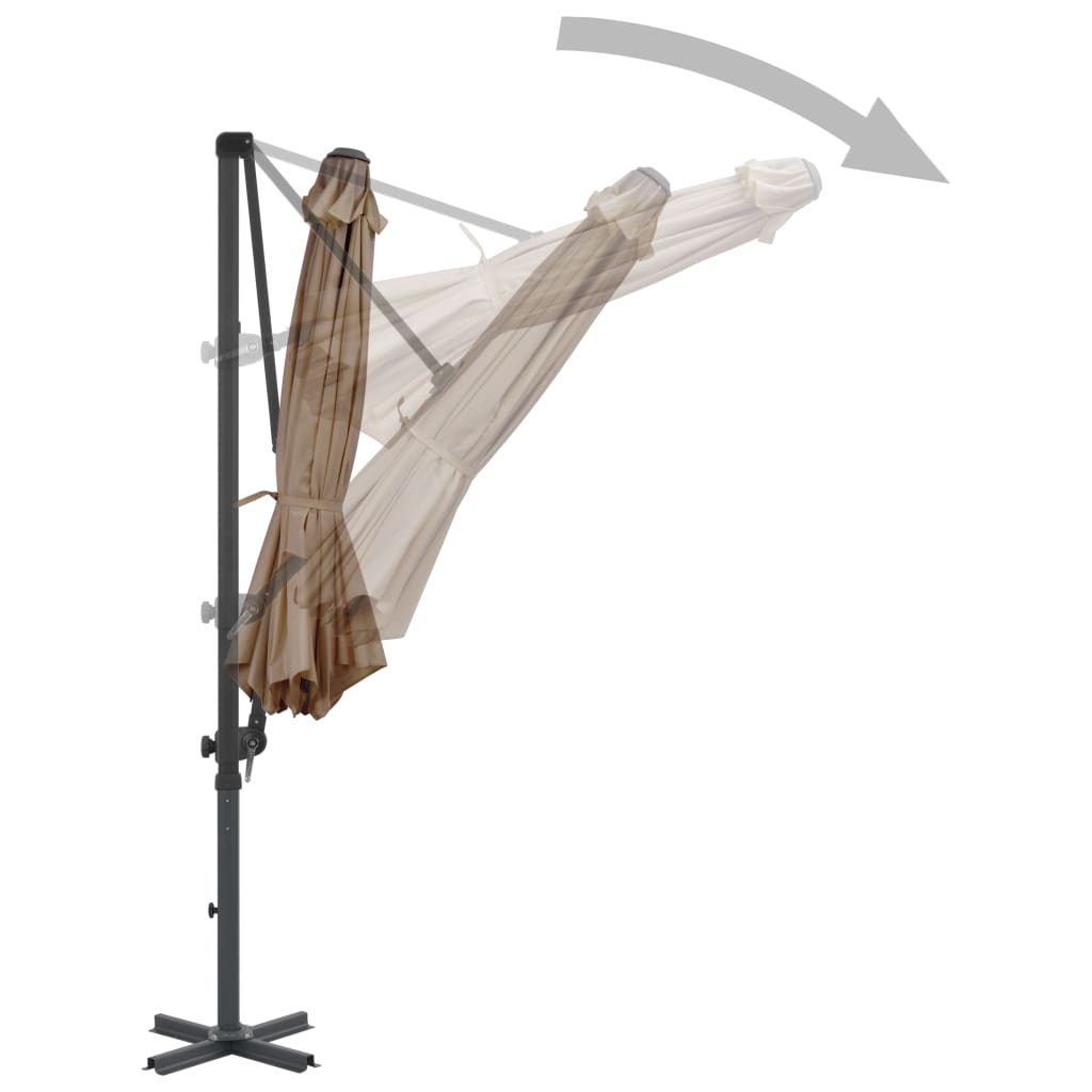 Umbrelă consolă de grădină, stâlp din aluminiu, taupe, 300 cm