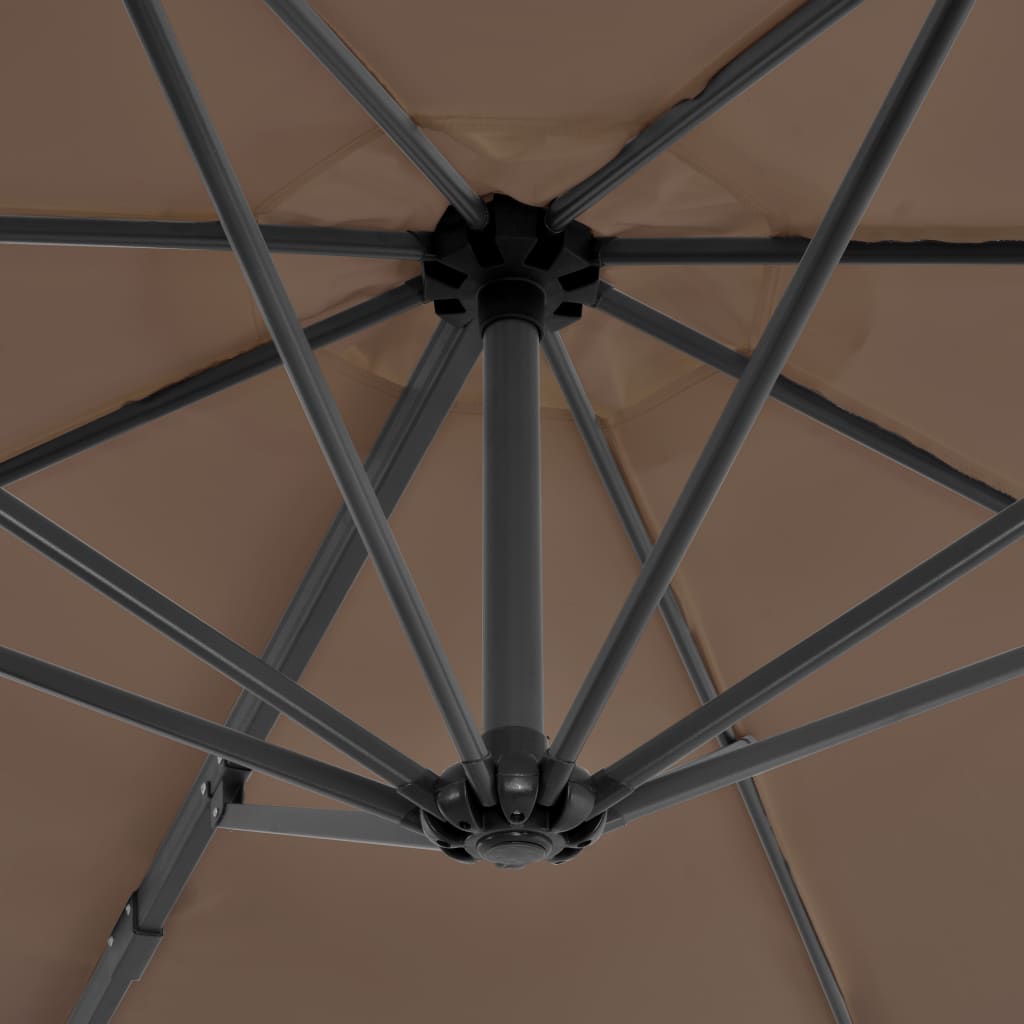 Umbrelă consolă de grădină, stâlp din aluminiu, taupe, 300 cm