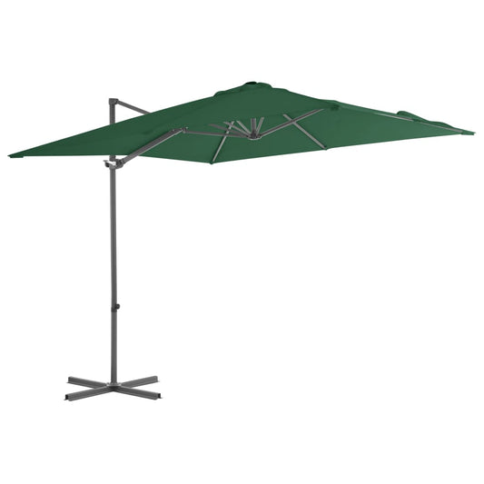 Umbrelă în consolă cu stâlp din oțel, verde, 250x250 cm