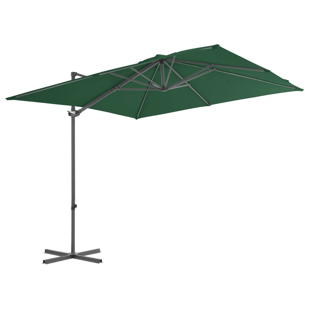Umbrelă în consolă cu stâlp din oțel, verde, 250x250 cm
