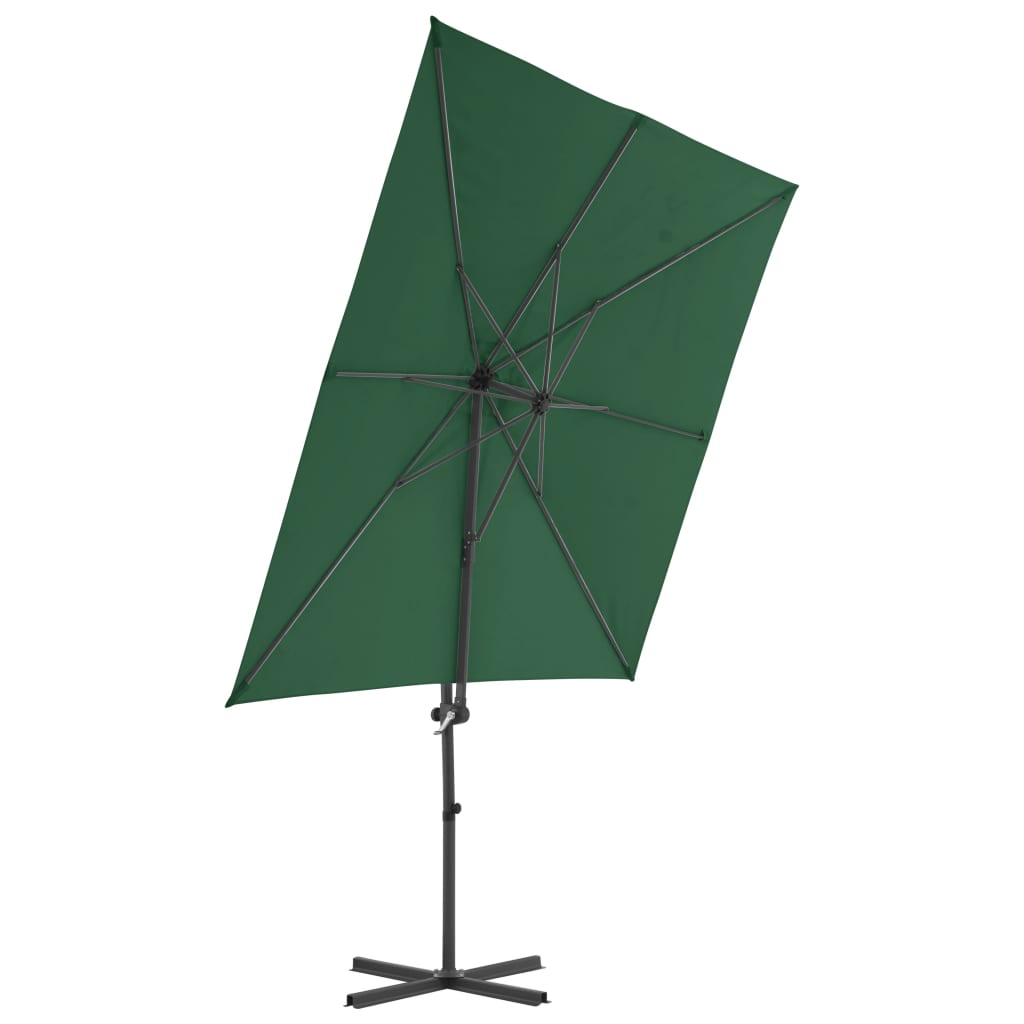 Umbrelă în consolă cu stâlp din oțel, verde, 250x250 cm