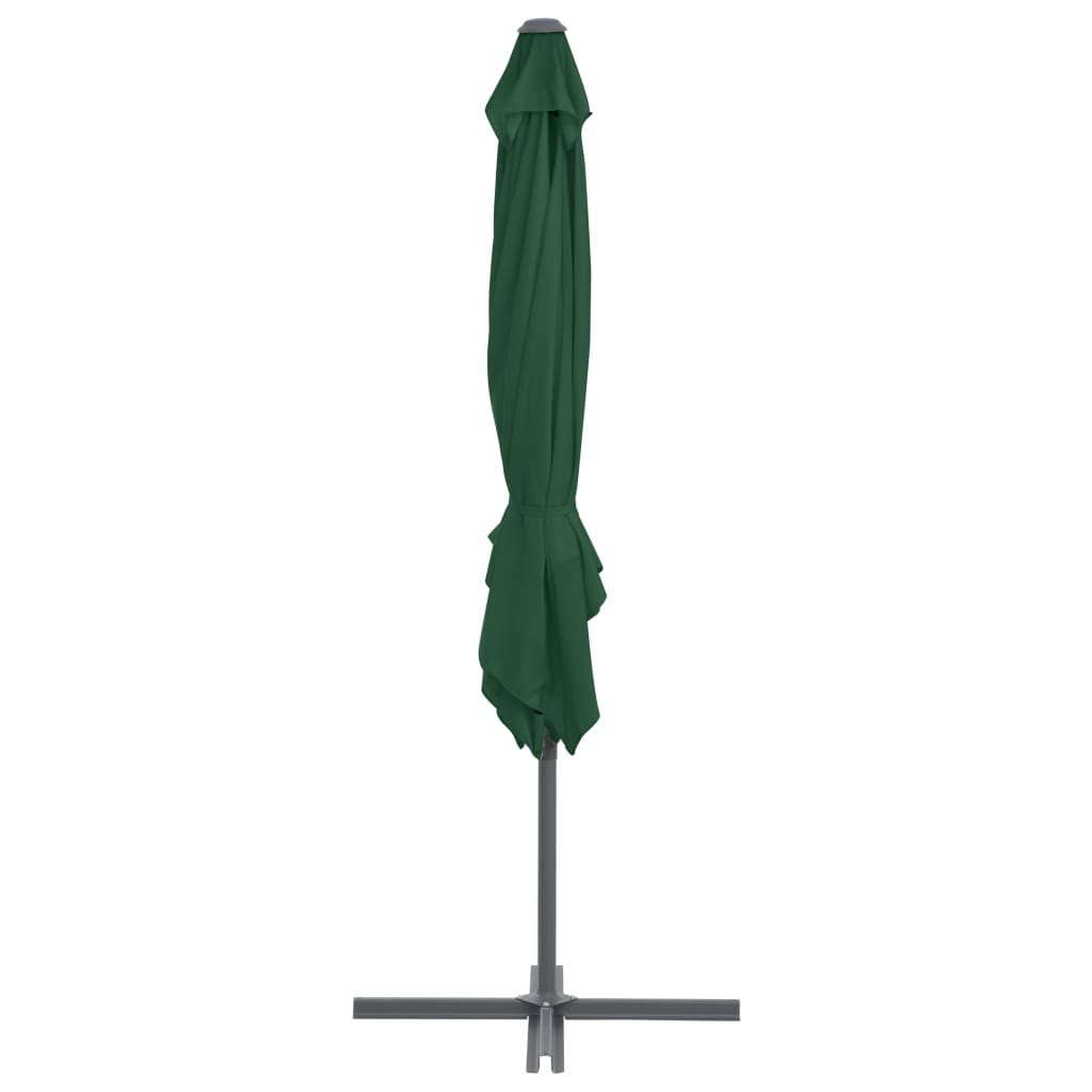 Umbrelă în consolă cu stâlp din oțel, verde, 250x250 cm