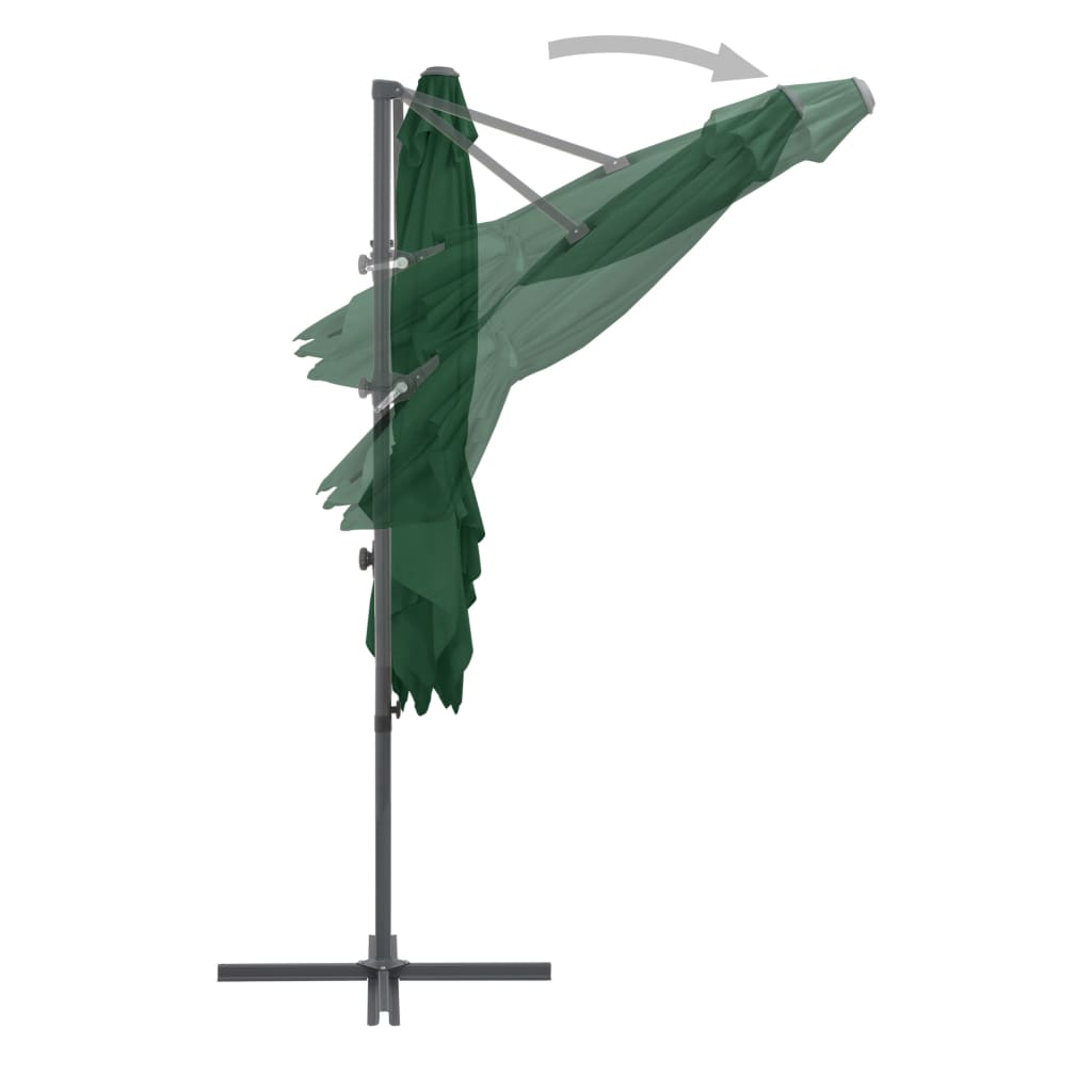 Umbrelă în consolă cu stâlp din oțel, verde, 250x250 cm