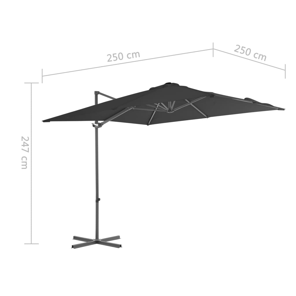 Umbrelă în consolă cu stâlp din oțel, antracit, 250x250 cm