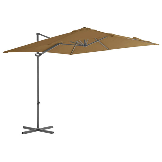 Umbrelă în consolă cu stâlp din oțel, taupe, 250x250 cm
