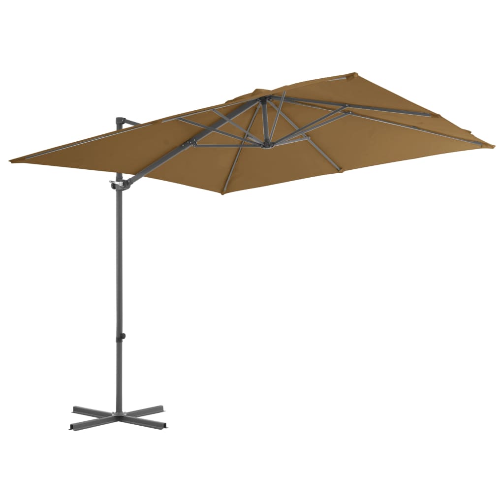 Umbrelă în consolă cu stâlp din oțel, taupe, 250x250 cm