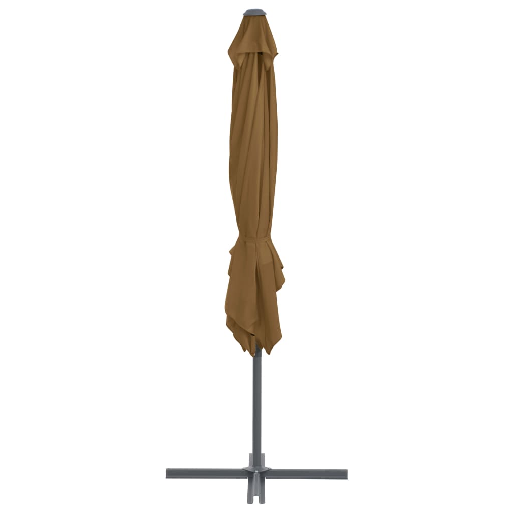 Umbrelă în consolă cu stâlp din oțel, taupe, 250x250 cm