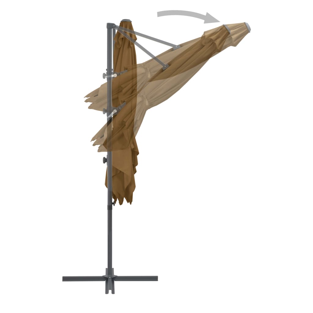 Umbrelă în consolă cu stâlp din oțel, taupe, 250x250 cm