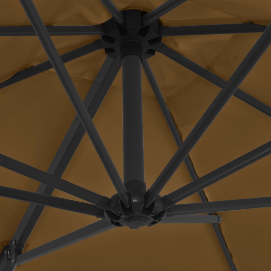 Umbrelă în consolă cu stâlp din oțel, taupe, 250x250 cm