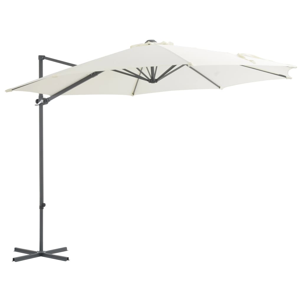 Umbrelă consolă de grădină, stâlp din oțel, nisipiu, 300 cm