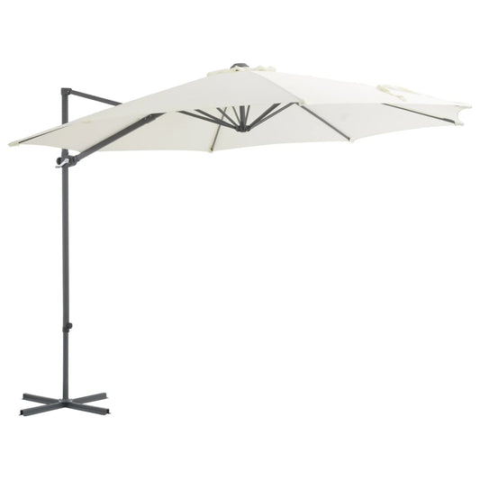 Umbrelă consolă de grădină, stâlp din oțel, nisipiu, 300 cm