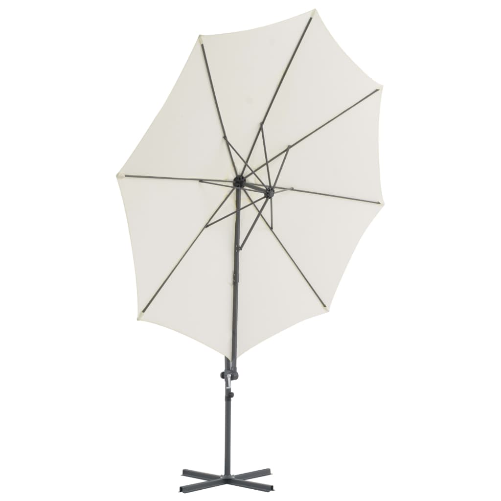 Umbrelă consolă de grădină, stâlp din oțel, nisipiu, 300 cm