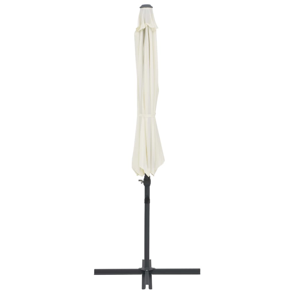 Umbrelă consolă de grădină, stâlp din oțel, nisipiu, 300 cm