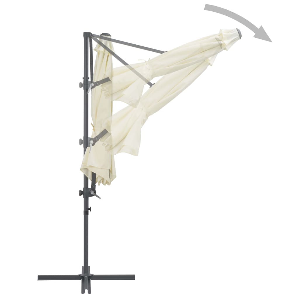 Umbrelă consolă de grădină, stâlp din oțel, nisipiu, 300 cm