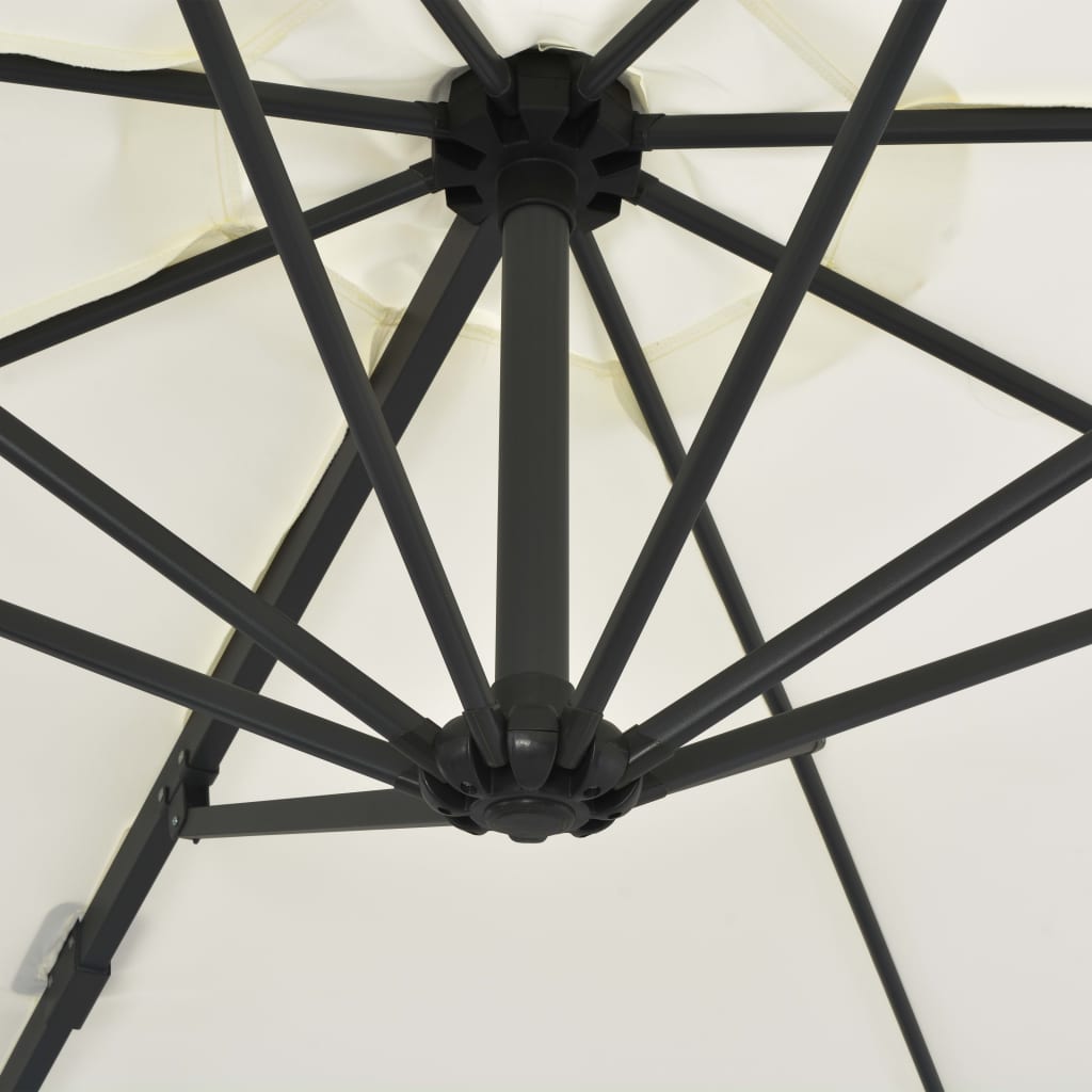 Umbrelă consolă de grădină, stâlp din oțel, nisipiu, 300 cm