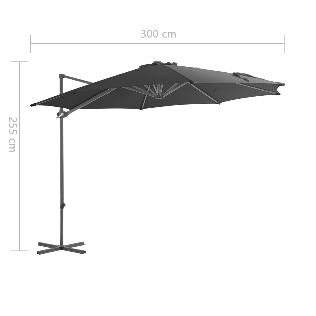 Umbrelă în consolă cu stâlp din oțel, antracit, 300 cm