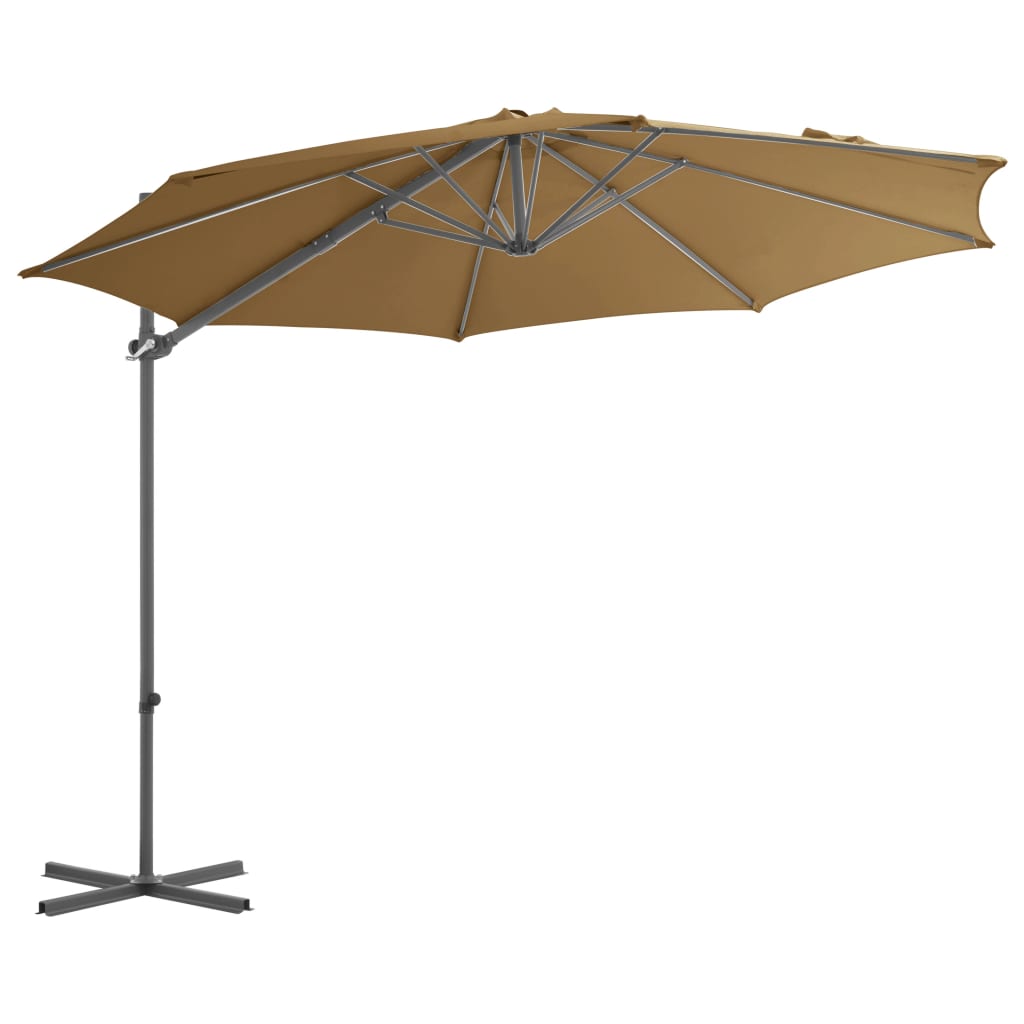 Umbrelă consolă de grădină, stâlp din oțel, taupe, 300 cm