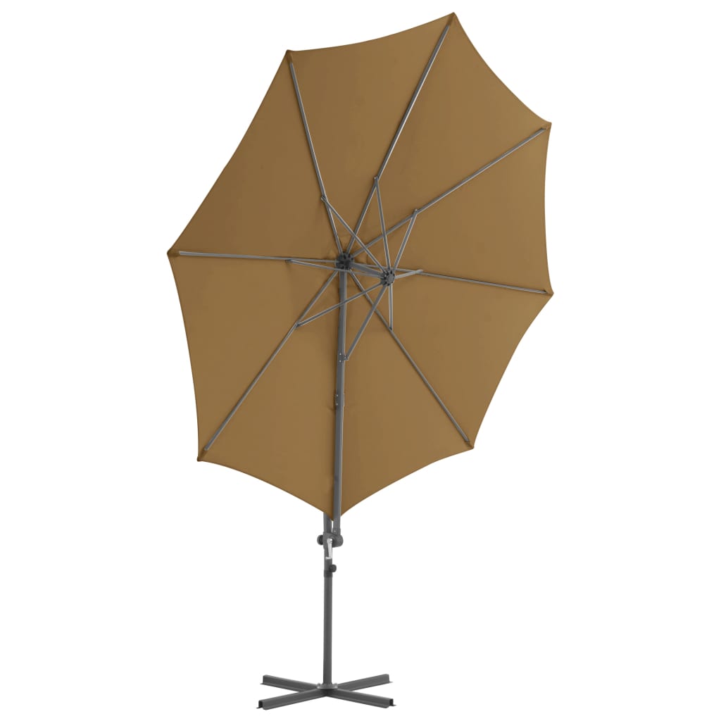 Umbrelă consolă de grădină, stâlp din oțel, taupe, 300 cm
