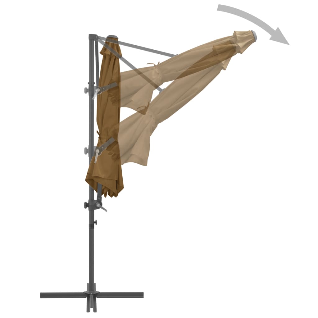 Umbrelă consolă de grădină, stâlp din oțel, taupe, 300 cm