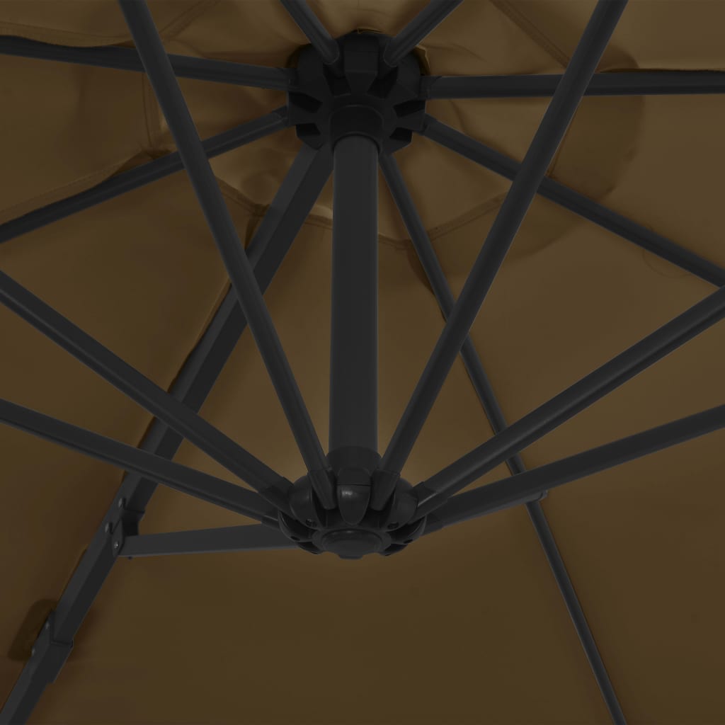 Umbrelă consolă de grădină, stâlp din oțel, taupe, 300 cm