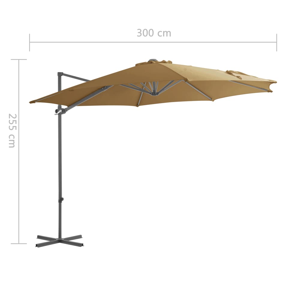 Umbrelă consolă de grădină, stâlp din oțel, taupe, 300 cm