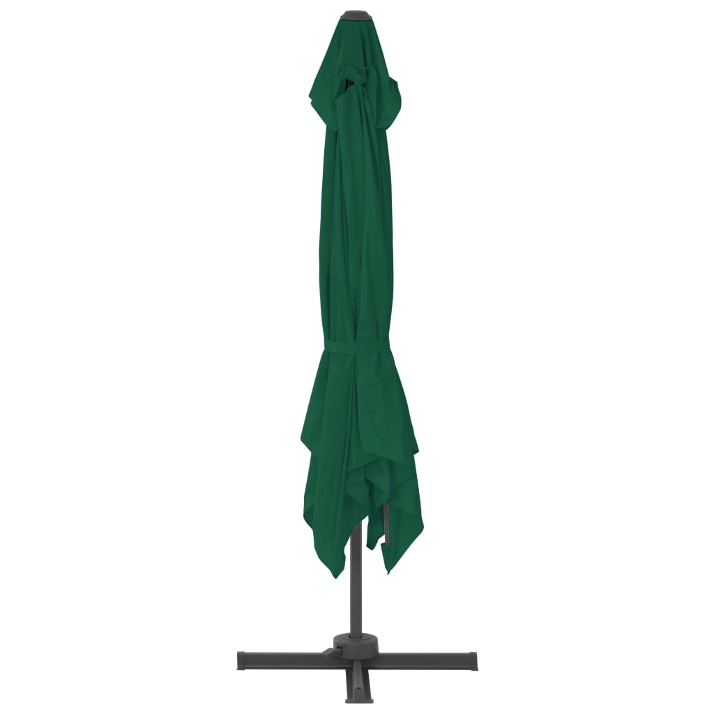 Umbrelă în consolă cu stâlp din aluminiu, verde, 300x300 cm