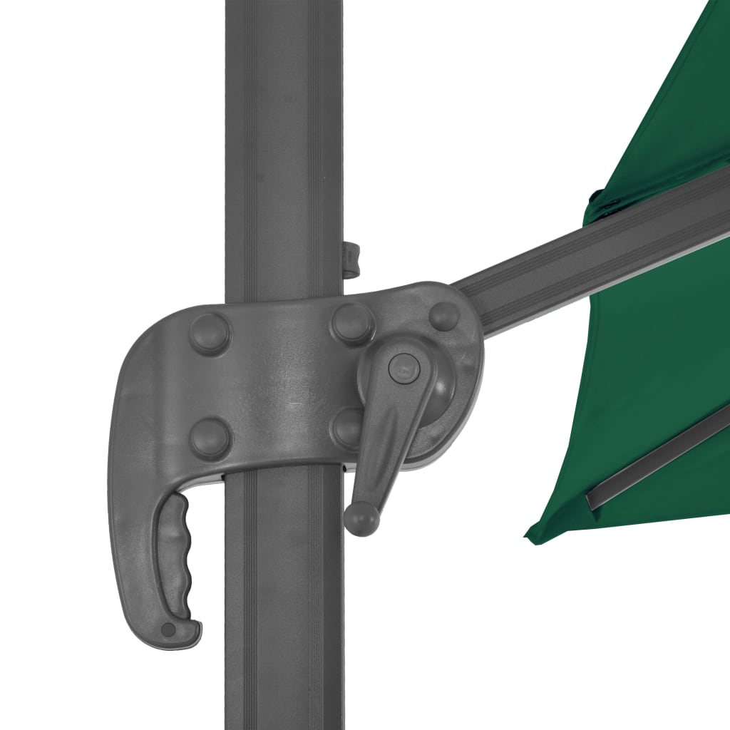 Umbrelă în consolă cu stâlp din aluminiu, verde, 300x300 cm