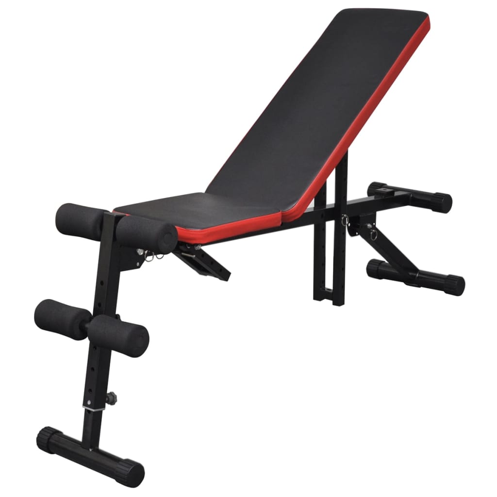 Adjustable bench for abs with 60.5 kg barbell/dumbbell set