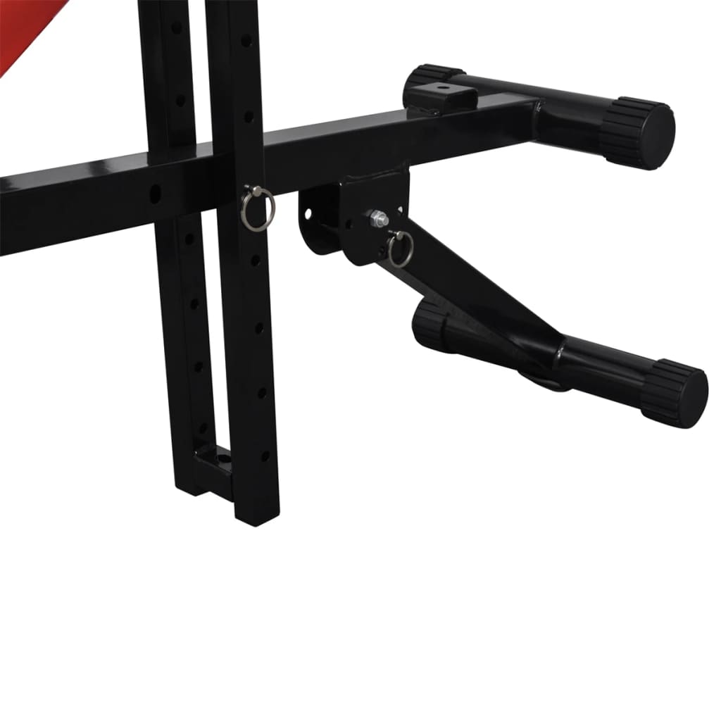 Adjustable bench for abs with 60.5 kg barbell/dumbbell set