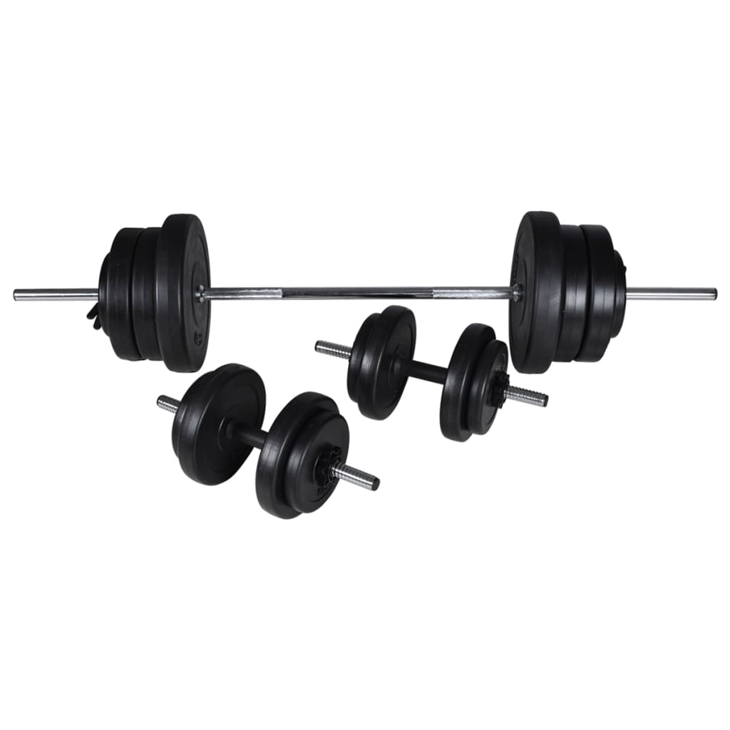 Adjustable bench for abs with 60.5 kg barbell/dumbbell set