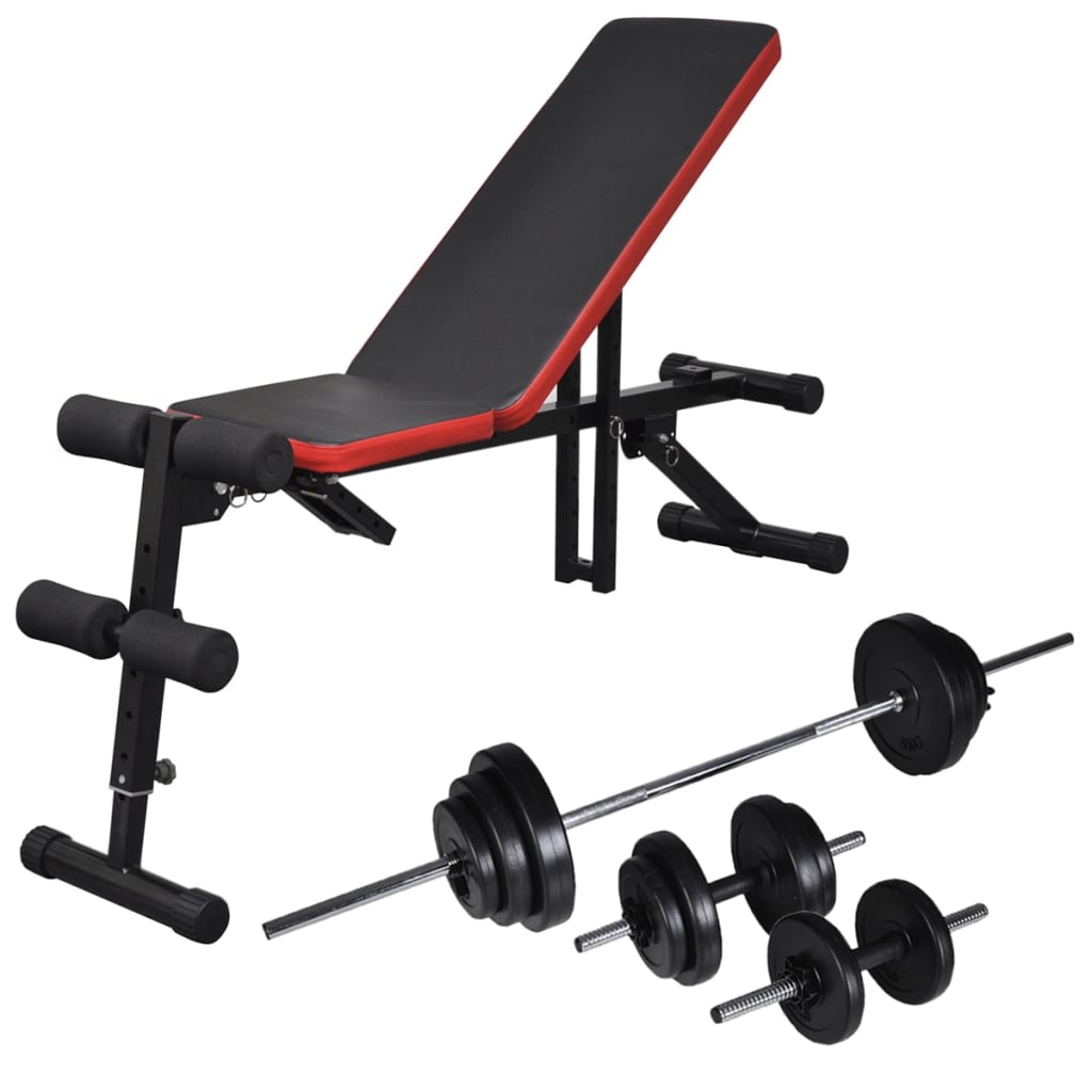 Adjustable sit-up bench with dumbbell set 30.5 kg