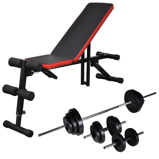 Adjustable sit-up bench with dumbbell set 30.5 kg