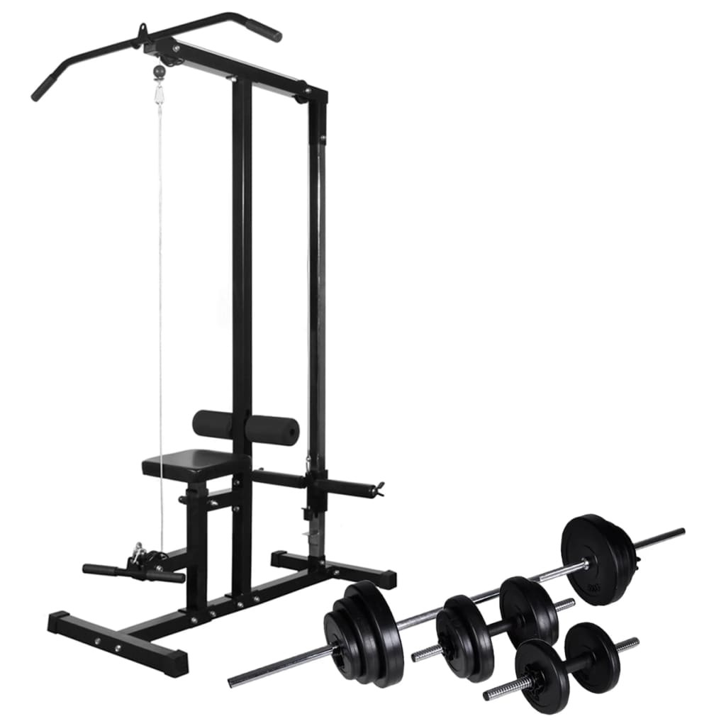 Strength tower with set of barbells &amp; dumbbells 30.5 kg