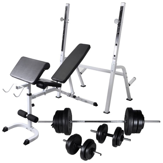 Rastel weight training bench, barbell/dumbbell set, 60.5kg